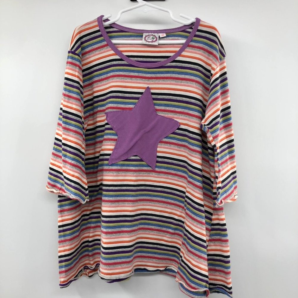 Lilli Lovebird Striped 3/4 Sleeve Heart Top Girls 12 Used